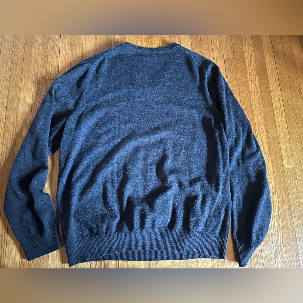 Apt 9 Gray & Black Argyle Merino Wool Blend V-Neck Sweater, Size XL - Picture 7 of 7